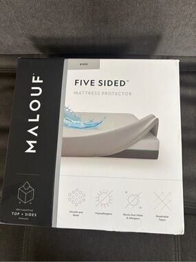 Malouf Five Sided Mattress Protector - White (King)